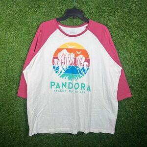 Disney Parks Pandora Valley of Moara Avatar Raglan Shirt Mens 2X Pink White